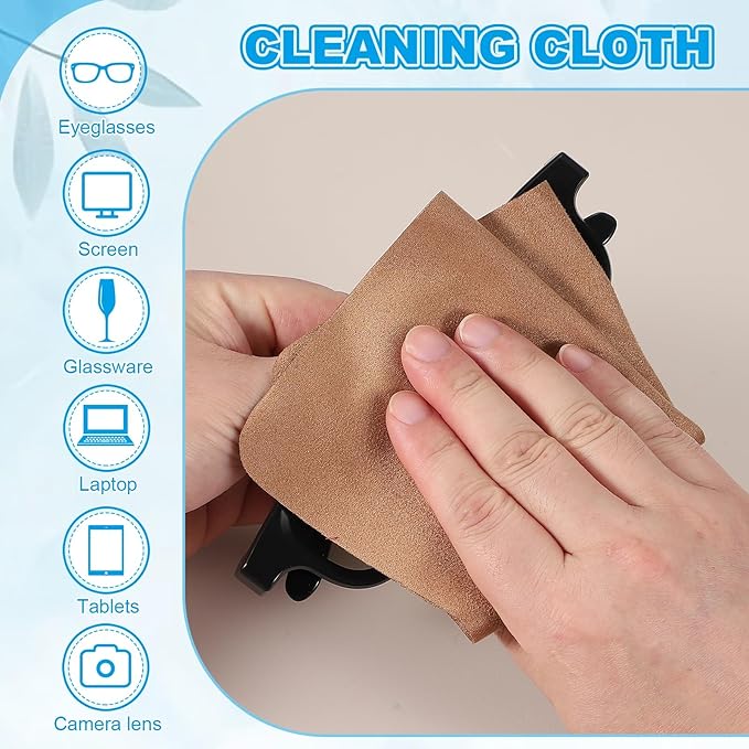 PATIKIL Glasses Cleaning Cloth 7.9" x 7.9", 6 Pcs Microfiber Eyeglasses Cleaner Cloths Soft Suede Wipe Screen for Camera Len Eyeglass Screens Phones Smart Devices, Brown