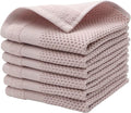 Mia'sDream Cotton Dish Cloths Kitchen Dish Rags, Waffle Weave Dish Towels, Soft and Absorbent Kitchen Hand Towels Washcloths, 12inchx12inch 6 Pack (Pink)