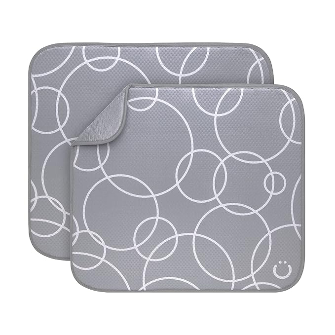 Ubbi Microfiber Dish Drying Mat, Baby Bottle Drying Mat, Kitchen Counter Dish Mat, Pack of 2