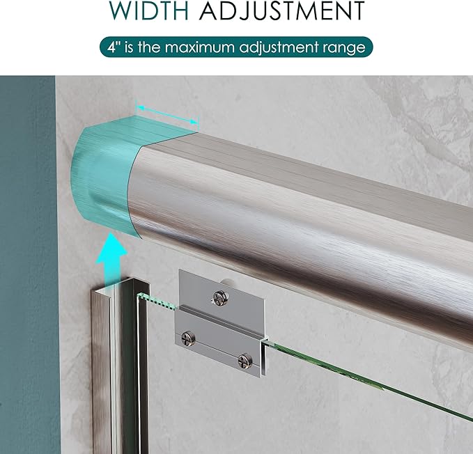 ELEGANT Double Sliding Shower Door 56-60" W x 72" H, Semi-Frameless Bypass Shower Glass Door with Dual Towel Bar Handles, 1/4" Tempered Glass for Walk-in Shower, Brushed Nickel