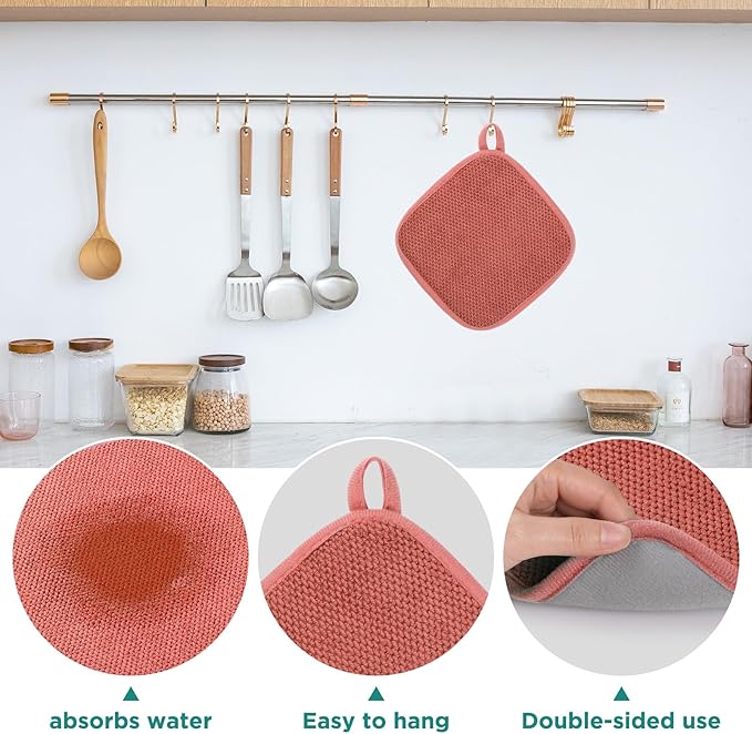 Microfiber Dish Drying Mat, Super Absorbent Kitchen Dish Drying Pad, Reversible for Countertop, 7*7 inch Red