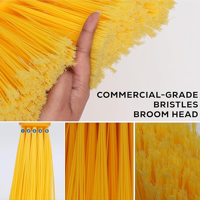 KLEEN HANDLER Angle Broom Head with Flagged Stiff Bristles for Indoor/Outdoor Floor Cleaning/Sweeping, 1 Pc - Yellow