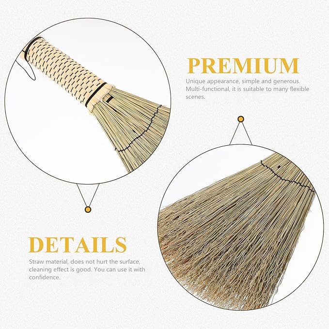 Kichvoe Mini Corn Whisk Broom Small Handheld Sweeping Brush Short Handle for Bed Sofa Carpet Cleaning Multi-Surface Use