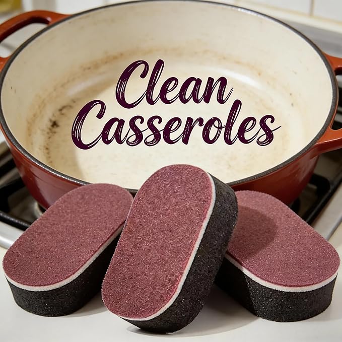 3 Pack Carbide Sponge Dish Sponge for Kitchen, Heavy Duty Carborundum Magic Cleaning Sponge for Dishes Eraser Scrub, Emery Wipe for Removing Cleaning Burnt Pots and Pans, Scouring Pad