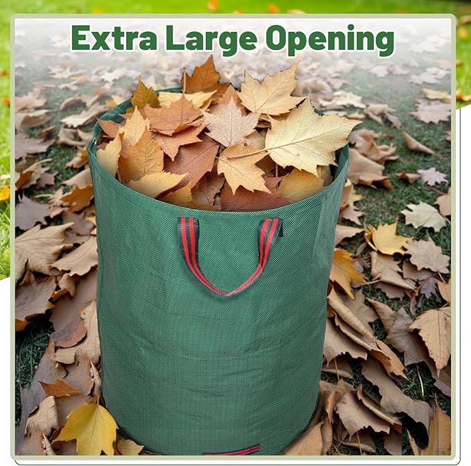 72 Gallons Reusable Yard Waste Bags, 3 Packs Lawn and Leaf Bags With Reinforced Handles, Collapsible Garden bag For Leaves,Grass,Storm Debris,Construction Waste, Standable&Foldable