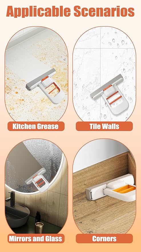 Mini Mop for Small Spaces, Foldable Self-Squeeze & Self-Wringing Wet Dry Sponge Mop, Portable Black Cleaning Small Mop for Desktop, Kitchen Counter, Bathroom Tile, Glass