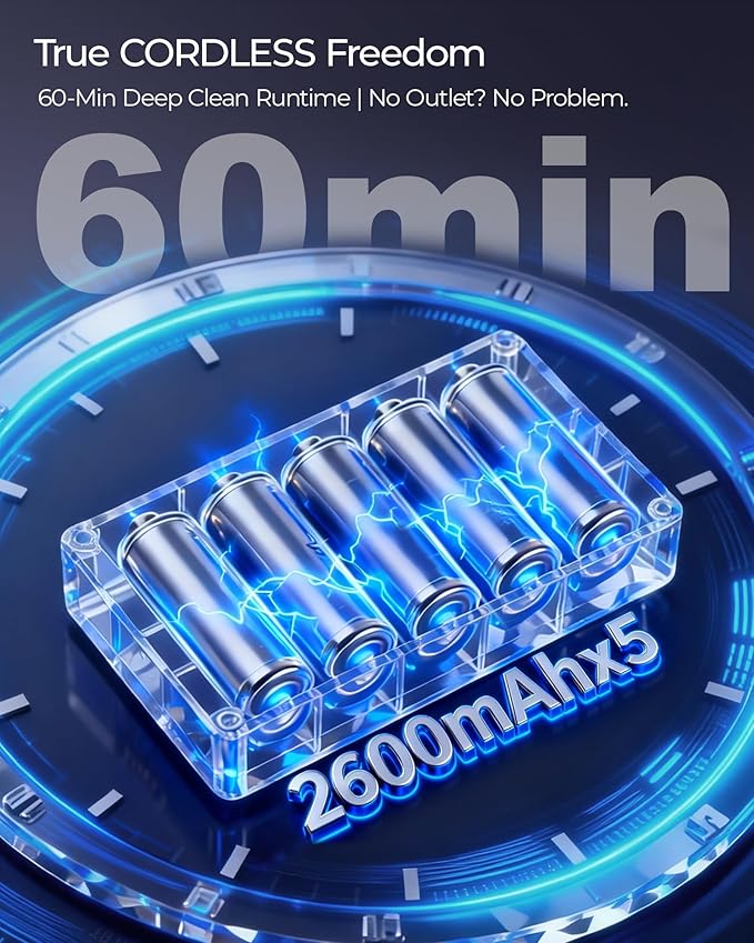 Upgrade Cordless Mattress Vacuum with 18kPa Ultra-Deep Suction, 2-Speed Bed Vacuum with 33000 RPM/Min Roller Brush, 253.7nm UV-C Light & LED Display, HEPA, 149℉ Heat, Aroma & Anion for Bed Sofa