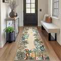 GarveeHome 2.5x8 Jungle Hallway Runner Rug, Soft Beige Animal Long Kitchen Runner Non Slip Entryway Rug Farmhouse Thin Laundry Mat Stain Resistant Carpet for Bathroom Beside