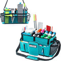 Large Cleaning Supplies Organizer-Cleaning Caddy Organizer With Handles & Shoulder Strap-Cleaning Bags for Cleaning Suppliers-Housekeepers Wearable Cleaning Tote 2023 Upgraded, Teal