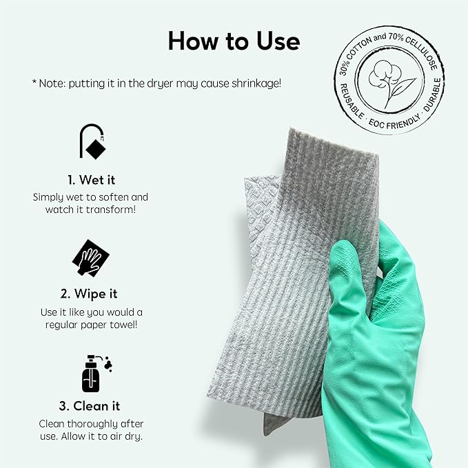 Swedish Dishcloths for Kitchen, 5 Pack Swedish Dish Cloths, Ultra Absorbent Reusable Paper Towels, Cellulose Sponge Cloths, Quick Drying, No Odor, Dishwasher Safe Mint Green