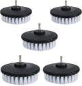 5 Piece 4 inch Drill Brush Soft Bristle White Quick Change Shaft Soft Bristle Power Scrubber Brush Set for Cleaning Car, Boat, Seat, Carpet, Upholstery and Shower Door