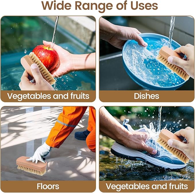 2 Pack Vegetable Brush, Multi-Purpose Heavy Duty Scrub Brush, Potato Mushroom Veggie Brush Scrubber, Fruits Vegetable Brushes Scrubber for Fruits, Vegetables, Tiles, and More, Dishwasher Safe