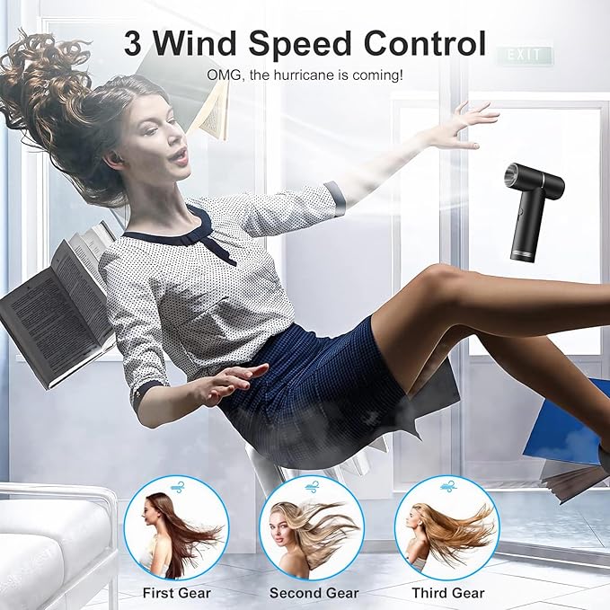HAGOOGI Compressed Air Duster, 4 Speeds Electric Air Duster for Cleaning Keyboard & PC, Rechargeable Air Blower for Cleaning Keyboards Computers Outdoors,Car,Home (Matte Black)