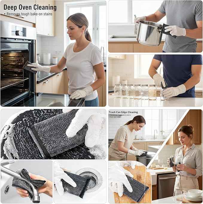 6 Pcs Steel Wool Scrubber Kitchen Sponges, Non Scratch Scrubbers Heavy Duty Reusable Multipurpose Cleaning Scrubbing Sponges Scrubbers for Pots, Pans, Gentle and Scratch Free Household Cleaning