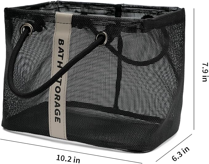 Bath Storage Shower Caddy Organizer for Bathroom, College Dorm, Camp, Gym (Small Black)