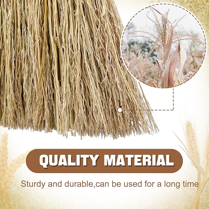 Suclain 8 Pcs 12 Inch Whisk Broom Hand Held Mini Corn Straw Whisk Broom Short Handle with Metal Hanger Halloween for Multi Surface Sweeping Small Hand Brush for Outdoor Car Porch Debris Dust Dirt