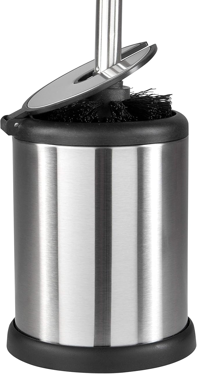 Bath Bliss Toilet Brush and Holder | Self Closing Lid | 360 Degree Brush Head-| Bathroom Cleaning-| Compact Size-| Storage and Organization-| Stainless Steel,(Pack of 12)