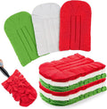 Zubebe 12 Pcs Duster Refill Reusable Fleece Duster Refills Feather Flat Dusters Multi Surface Washable Cleaning Pads Tools for Home, Blinds, Car, Pet, Furniture, Fans (Red,White,Green)