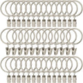 40 Pack Metal Curtain Rings with Clips, Drapery Clips Hooks, Decorative Curtain Rod Clips 1.5 in Interior Diameter, Matte Silver