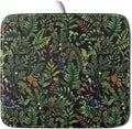 Black Sage Green Plant Dish Drying Mat for Kitchen Counter,Vintage Botanic Fern Leaves Floral Drying Mat 16 x 18 Inch with Absorbent Reversible Microfiber Drying Pad for Coffee Bar