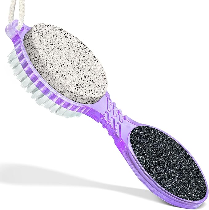 DecorRack (4 in 1) Pedicure Paddle Kit Tool with Pumice Stone for Feet, Foot Hand Toe Nail Cleaning Brush, Metal File and Emery Board, Manicure Foot Rasp Callus Remover Pedi Set (Random Color, 1 Pack)
