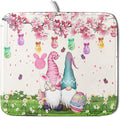 Giwawa Easter Gnome Dish Drying Mat Floral Eggs Bunny Kitchen Drainer Mat 16x18 inch Absorbent Holiday Fast Dry Pad Protector for Counter Tabletop