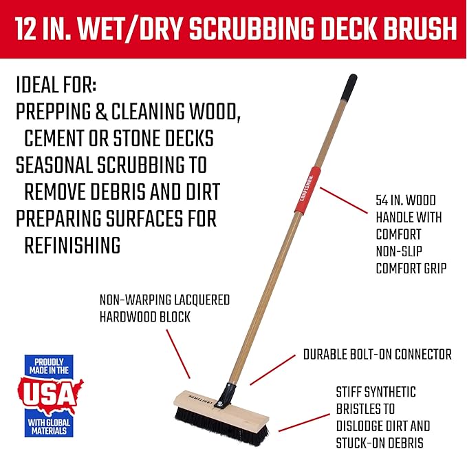CRAFTSMAN CMXMKIT0100 2-Piece Long Handle Wash Brush Set with 10 in. All-Surface Wash Brush and 12 in. Scrubbing Deck Brush
