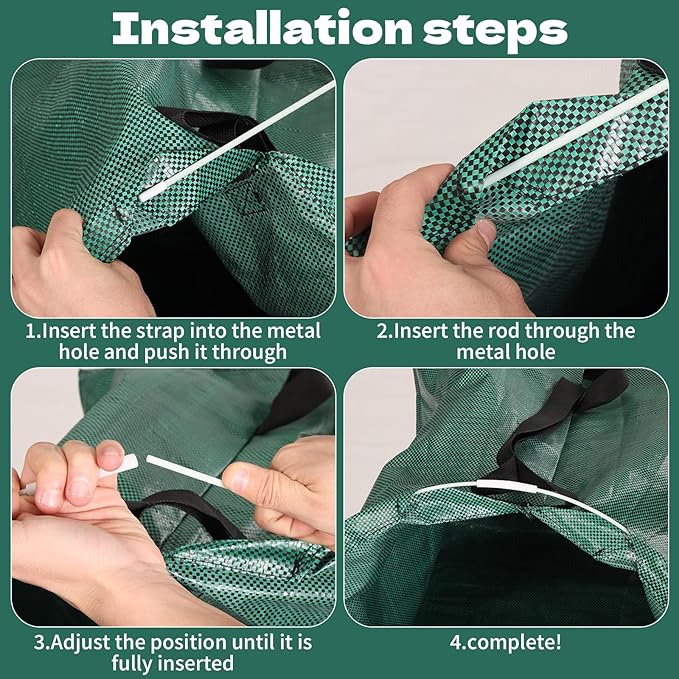 2-Pack Dustpan-Type Yard Waste Bags, 72-Gallon Reusable Lawn Bags with Handles & Gardening Gloves, Heavy-Duty Collapsible Leaf Collector for Lawn Debris, Grass Clippings & Leaves