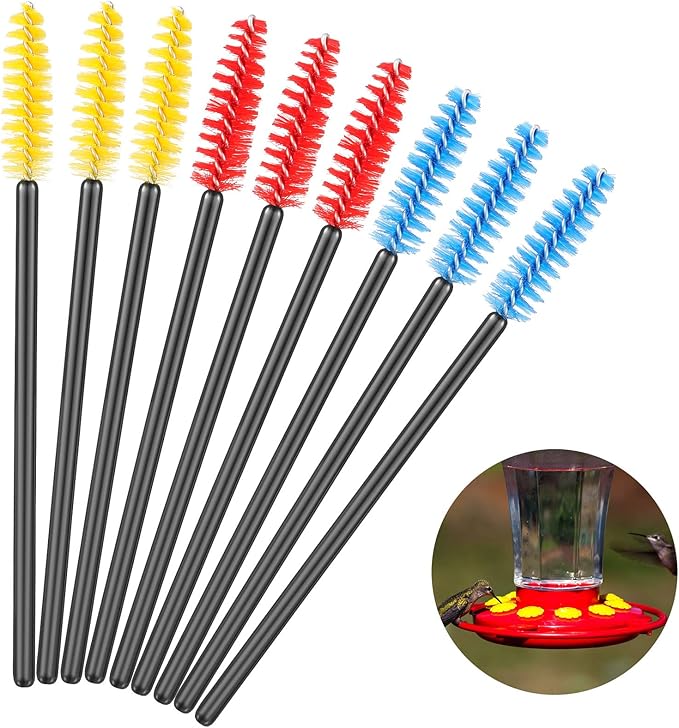 Outus 30 Pieces Hummingbird Feeder Cleaning Brush Mini Nylon Brush Set Cleaner for Bottles, Tubes, Jars, Bird Feeder (0.3 Inches/ 3.9 Inches)
