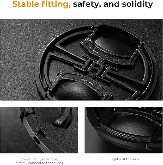 K&F CONCEPT 67mm Lens Cap Cover, 4-in-1 Center Pinch Lens Cover Black Anti-Loss Keeper Leash Microfiber Cleaning Cloth Kits Compatible with Nikon, Canon, Sony, Fujifilm Camera Lenses