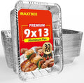 Aluminum Pans Foil Pans, 30 Pack 9x13 Disposable Aluminum Trays Half Size Heavy Duty Tin Foil Trays Food Containers For Cooking, Baking, Roasting, Heating or Steam Table