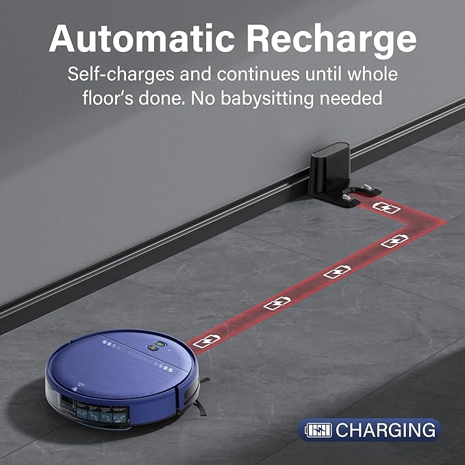 Robot Vacuum and Mop Combo, 2 in 1 Robotic Vacuum Cleaner for Pet Hair, Low Profile Automatic Vacuum Cleaner for Hard Floor and Carpet with App/Voice/Remote Control, Anti-Fall/Anti-Bump, Auto Recharge