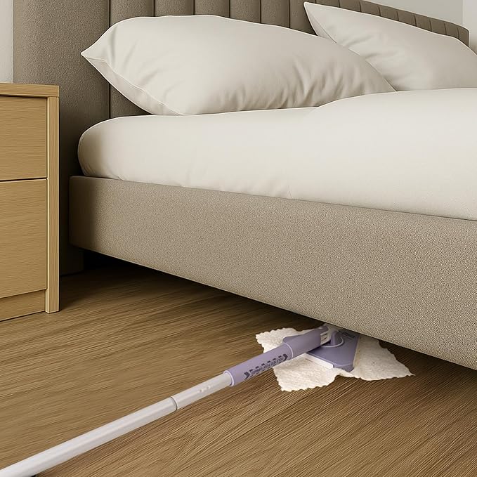 ClicLak Wall Cleaner Mop, Instantly Attach & Remove Cloth Touch-Free, Triangular Clamp Clip Ceiling Cleaning Duster with 67 Inches Handle, 5 Dry Cloths for Walls, Window, Floor, Baseboard