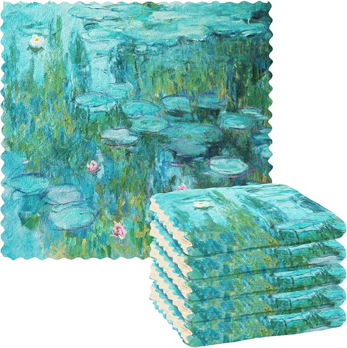 ALAZA Dish Towels Monet Painting Dish Cloths Super Absorbent Kitchen Towels Lint Free Bar Tea Soft Towel Kitchen Accessories Set of 6, 11"x11"