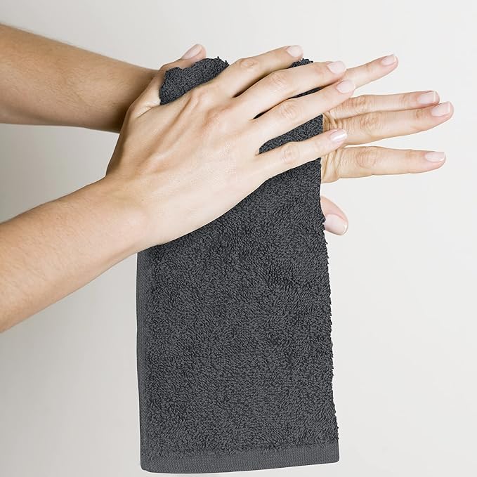 Utopia Towels Cotton Washcloths Set, 100% Ring Spun Cotton, Premium Flannel Face Cloths, Highly Absorbent and Soft Feel Fingertip Towels, 60 Pack, Grey