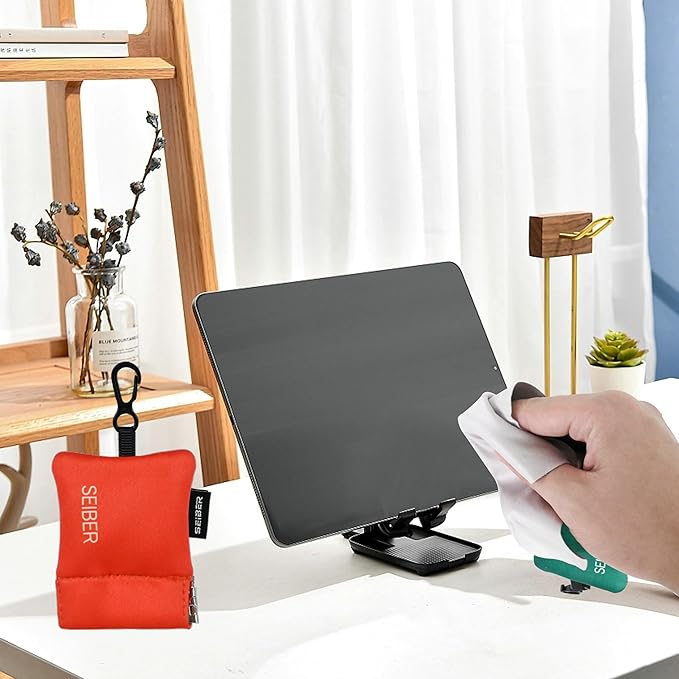 SEIBER Eyeglass Cleaning Microfiber Cloth - with Neoprene Pouch | 7 x 7 inch Glasses Cleaning Cloth for Sunglasses,Laptops, Cameras,Screen | Self-Closing Bottom(2PCS,OR)