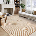 Washable Rug 10x13 Area Rugs for Living Room, Abstract Rug for Bedroom, Soft Rainbow Rugs with Rubber Back, Low Pile Stain Resistant Boho Geometric Rug for Dining Room, Orange