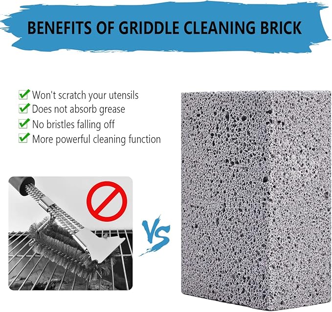 KAYCROWN Grill Griddle Cleaning Brick Block, Grill Cleaning Brick Removing Stains for Flat Top, Sink, BBQ Grill Cleaner, Pumice Griddle Cleaning Stone Griddle Scraper Cleaner, 4 Pack