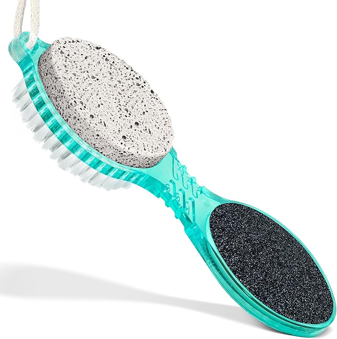 DecorRack (4 in 1) Pedicure Paddle Kit Tool with Pumice Stone for Feet, Foot Hand Toe Nail Cleaning Brush, Metal File and Emery Board, Manicure Foot Rasp Callus Remover Pedi Set (Random Color, 1 Pack)