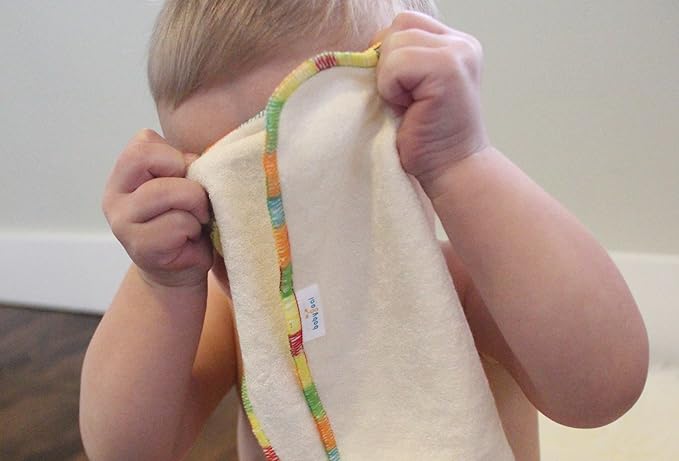 babygoal Reusable Rayon from Bamboo Baby Wipes, 12 Pack Washable Small Size Saliva Towel Face Washcloths, Cloth Wipes 8‘’x8‘’