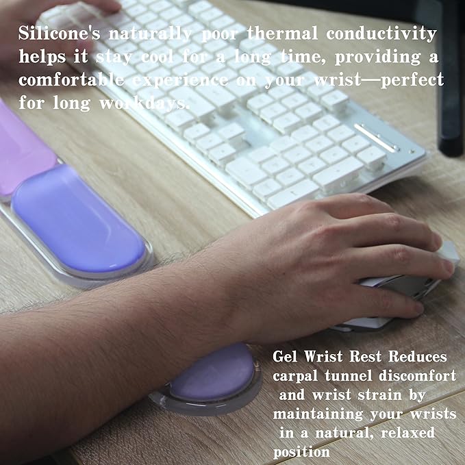 Ergonomic Cooling Gel Mouse Wrist Rest Pad, Arm Support with Non-Slip Base for Desk Cute Accessories (Classic, Purple, Suitable for Mouse)