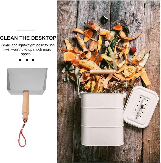 Hemoton Mini Stainless Steel Dustpan 8.66X5.51 Inch Small Metal Dust Pan Lightweight Tabletop Cleaning Tool for Kitchen and Home