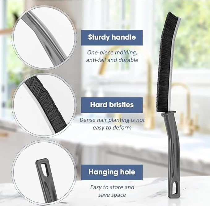 3 pcs Gap Cleaning Brush Hard Bristle Crevice Brush for Bathroom, Kitchen, Tiles, Window Groove (3 PCS Black)