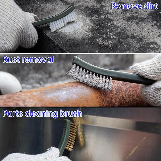 OriGlam Mini Wire Brush Set, Paint and Dirt Remover, Cleaning Welding Slag and Rust, Handy Steel / Nylon / Brass Brush Suitable for Cleaning Paint / Dirt (6)