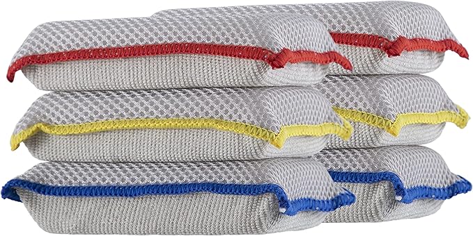 Microfiber Sponges for Dishes Kitchen Sponges Non-Scratch Sponge Dish Scrubber Heavy Duty Household Cleaning Sponges Multi-Purpose Cleaning Supplies Dish Sponge Kitchen Sponges Pack of 6