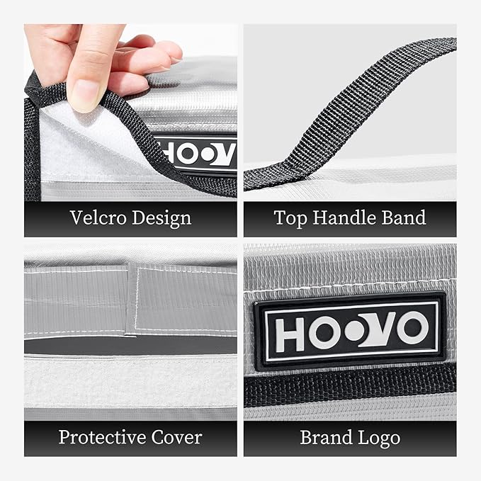 HOOVO Lipo Battery Bag - Fireproof & Explosionproof Storage Protector, Guard for DJI/RC Batteries - 2 Pack, Accommodates 4 Batteries
