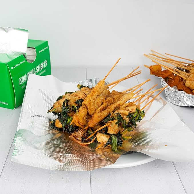 Aluminum Foil Wraps - 500 Precut Sheets, 12 x 10.75 Inch, Pop-Up Interfolded Foil for Baking, Grilling, Roasting, Cooking or Storing Food