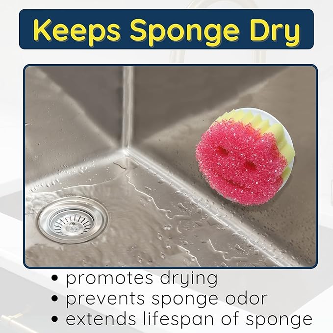 Scrub Daddy Sponge Holder - Stop Soggy Sponges, Daddy Caddy with Suction Cup for Kitchen Sink, Bathroom - Compatible Scrub Mommy Holder by BeraTek - White, 1-Pack