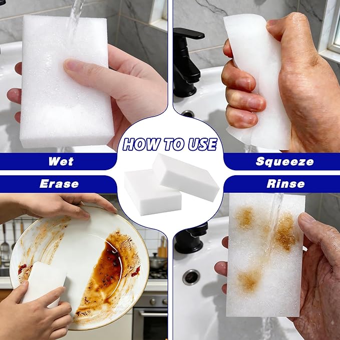 20 Pack Magic Cleaning Sponge Erasers, Non-Scratch Melamine Sponge Bulk Multi-Surface Cleaner Melamine Form Cleaning Scrubber Pad Sponges for Household Wall Shoes Bathtub Door Shower Bathroom Kitchen