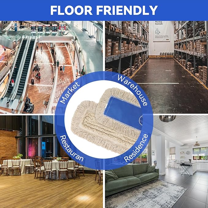 Commercial Microfiber Dust Mop Pad: 24 in Medium Commercial Replacement Mop Head, Reusable Sweeper and Janitorial Replacement for Industrial Floor Dust mop Series